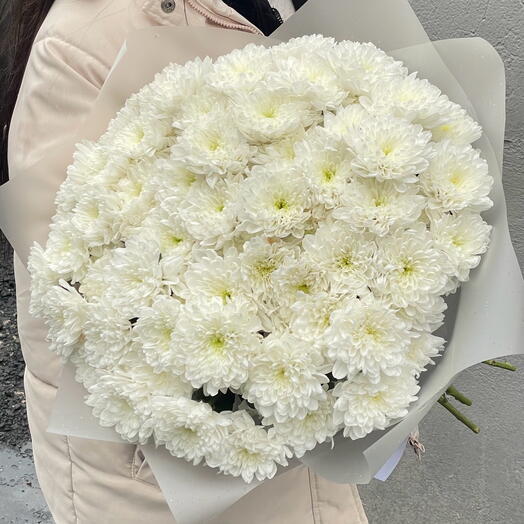 ОГРОМНЫЙ 💐 букет из 15 белых кустовых хризантем