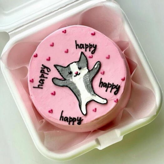 Бенто торт happy с котиком с котом маме папе сестре брату подруге другу жене мужу