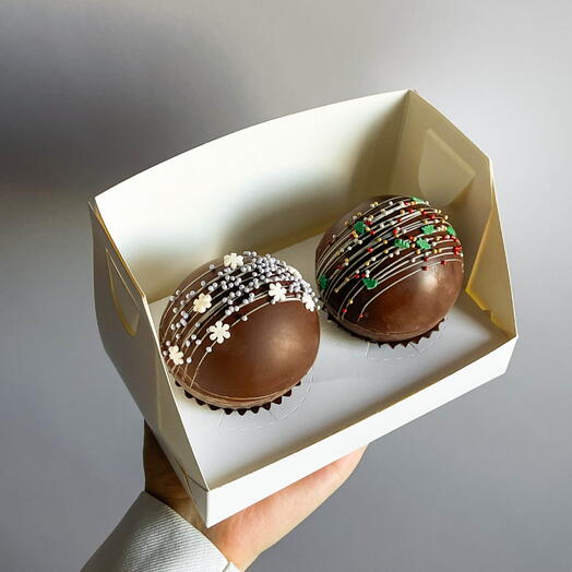 Шоколадные бомбочки с какао и маршмеллоу, 2 шт