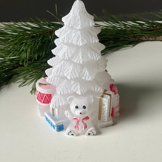 Новогодняя белая свеча «Елочка»