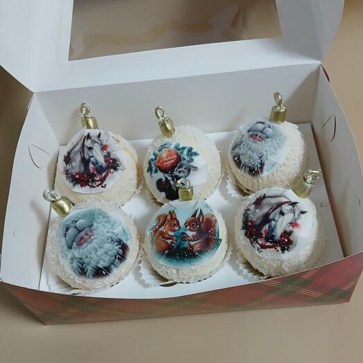 Птичье молоко - ретро елочные шары 6 шт