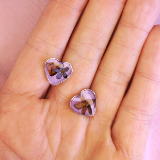 Hearts Earrings with flowers