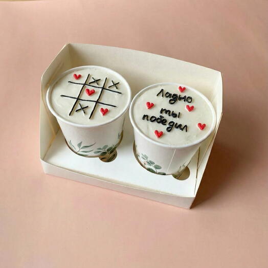 Набор тортов в стакане 2шт cake to go крестики нолики на 14 февраля