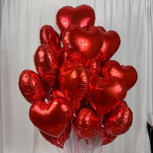 Воздушные шары красные сердца 30шт гелий. Helium balloons red hearts 30pcs