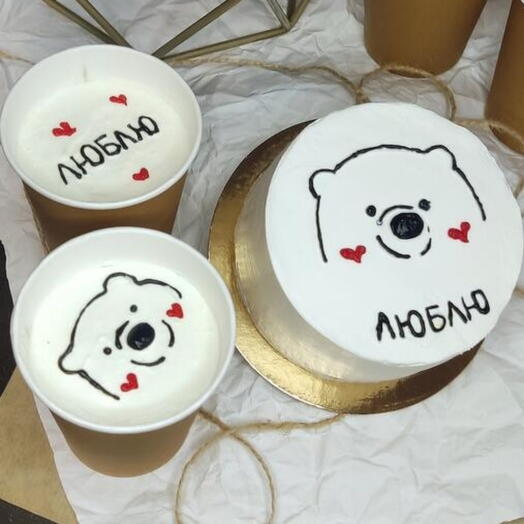 Conjunto de pastel de Bento y pastel en un vaso