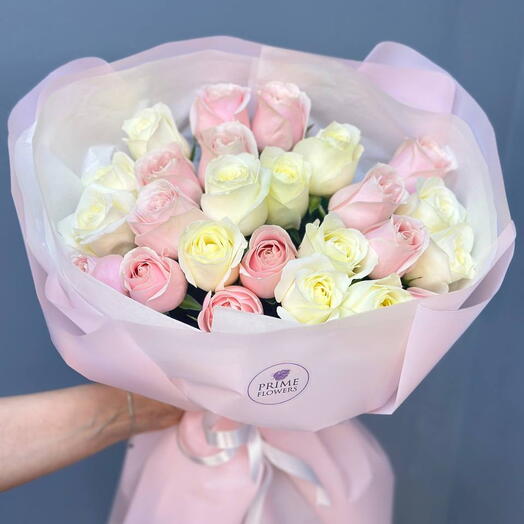 25 роз в нежных оттенках — красивый букет для девушки 🌸