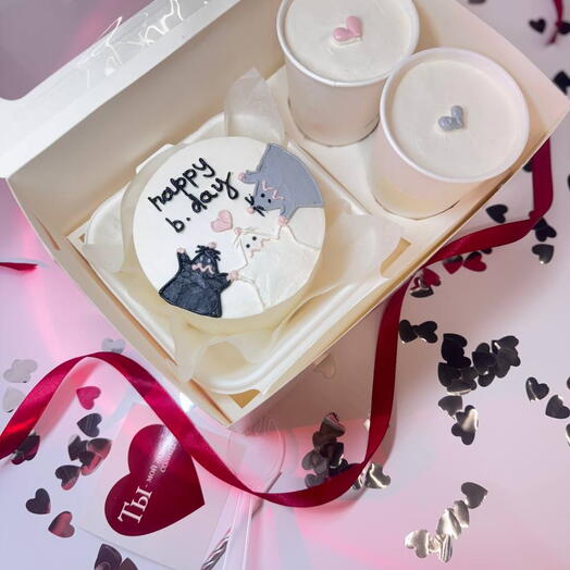 Бенто-торт "Happy Birthday" + 2 бенто в стакане крысы маме, подруге, коллеге