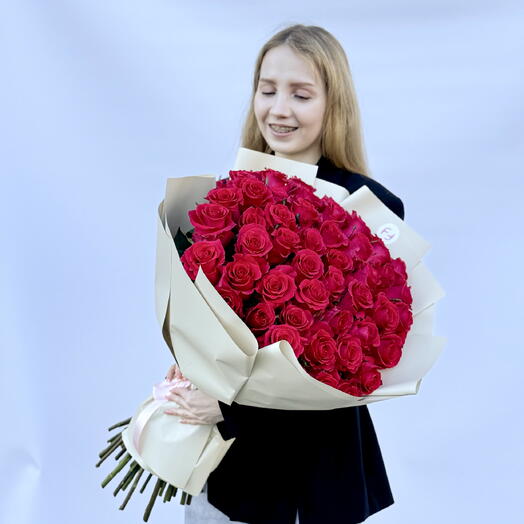 Букет из 51 розовой розы Premium