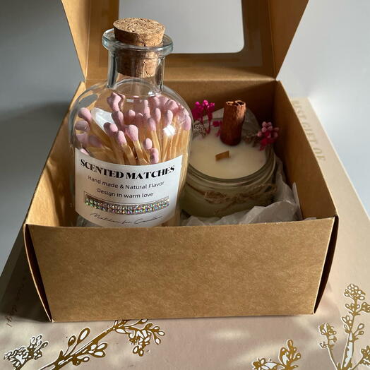 Scented candle and matches gift set