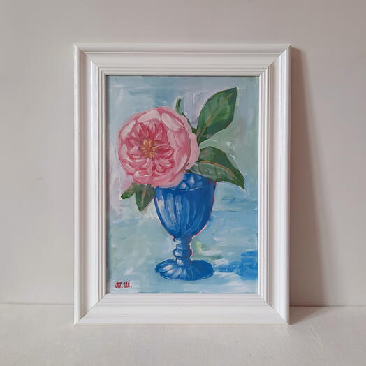 Картина "Роза в синем бокале"