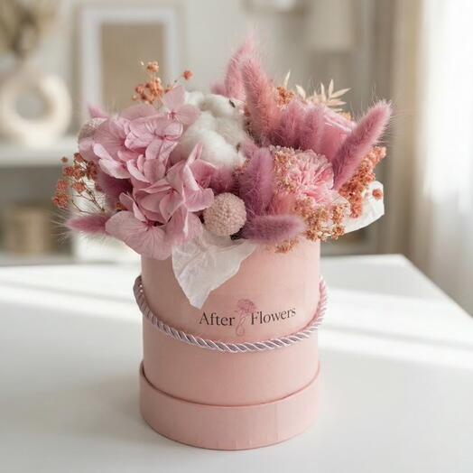Mini Marshmallow — Pink Preserved Flower Box