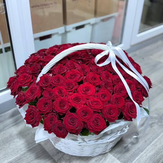 101 роза в корзине 101 красная роза