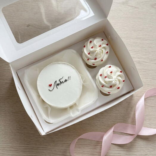 Набор Бенто и 2 капкейка на день рождения маме, бабушке, мужу, парню, сестре, подруге