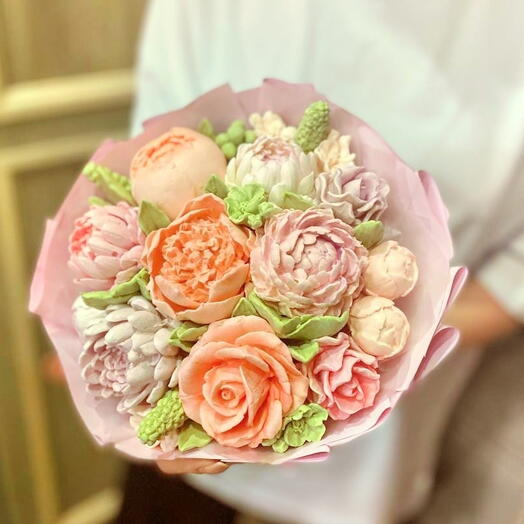 Букет зефирных цветов д15