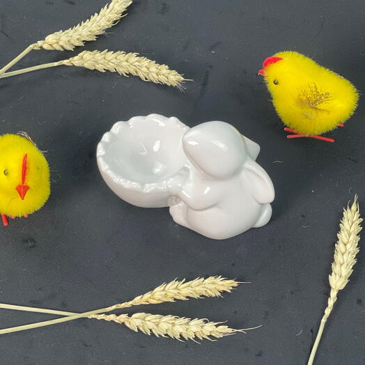 Пасхальный заяц-подставка для яйца (белая)