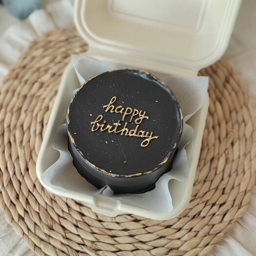 Бенто торт чёрный Happy birthday