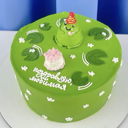Торт для девушки на день рождения "Лягушка с тортиком"