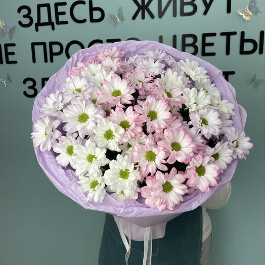 Акция! Лавандовый букет из ромашек