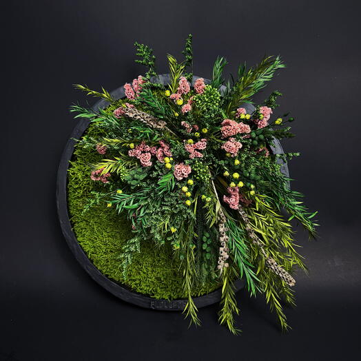 Панно из стабилизированного мха и растений D28 "Цветение"