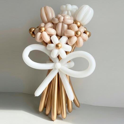 Букет из шаров "Пастельный микс" из 9-ти веток и банта