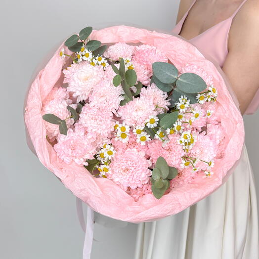 Хризантемы и ромашки с эвкалиптом🌸