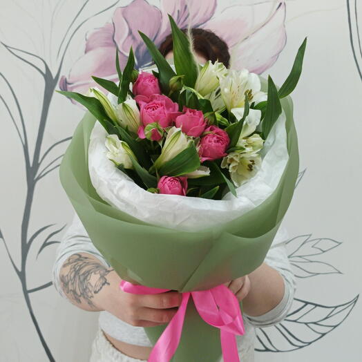 Авторский букет комплимент 🌸| С кустовой розой 🩷| Альстромерией 🌸|