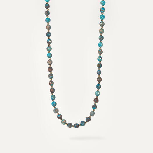 Ожерелье, колье Ваниль Хризоколла 14K 50 см (NEC1104)