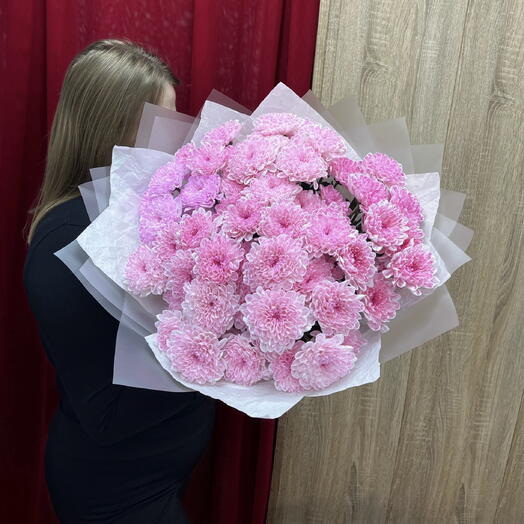 Букет из 11 розовых хризантем