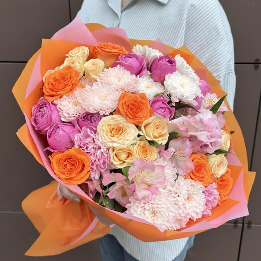 Букет «Оранжевый дофамин»🧡🩷🧡