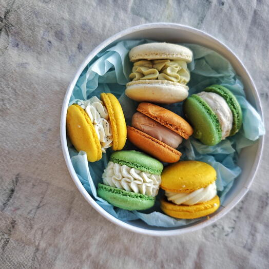Макаруны,macarons, макаронс, макарони,набор, подарок, пирожные, десерты. Для мамы, подруги, коллеги.Набор ассорти вкусов 6 шт