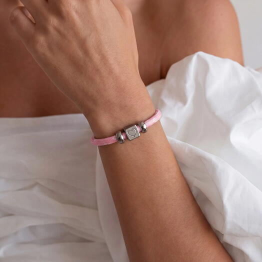 Розовый браслет LU CORD PINK [СЕРДЦЕ] жене, сестре, девушке, маме, для неё