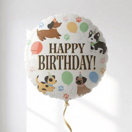 Фольгированный шар-круг «Happy Birthday» Собачки, 70 см