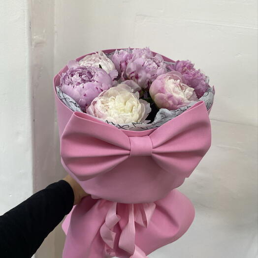 Букет из розовых пионов 7шт