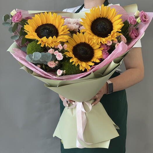 Букет с подсолнухом 🌻🌻🌻