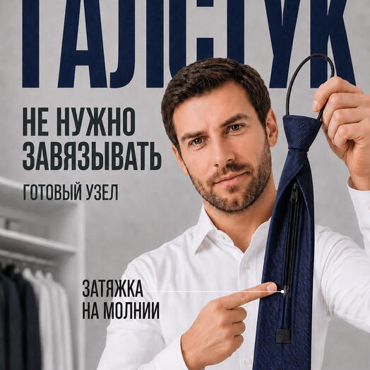 Галстук мужской темно-синий широкий регат с готовым узлом для офиса и школы