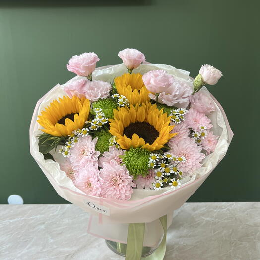 Букет подсолнухи и ромашки 🌸️