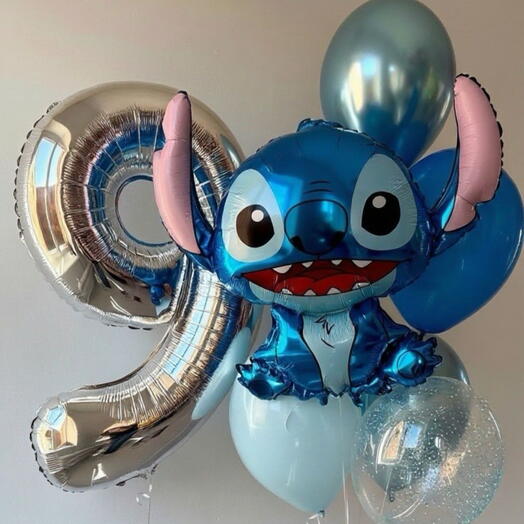 Набор воздушных шаров «Стич на 9 лет» 💙