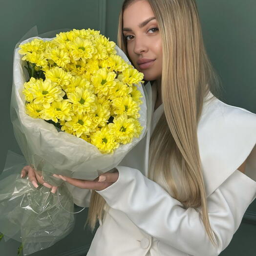 Моно букет кустовых хризантем