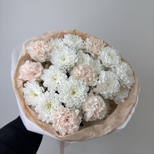 🎀персиковый букет bloom room хризантема и диантус 🎀