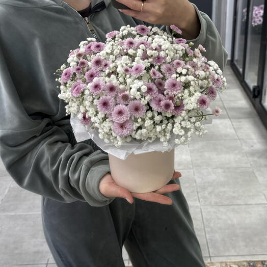 Композиция в коробке в нежной гамме 🌸