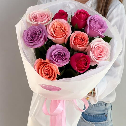 Букет из 11 микс роз 50 см