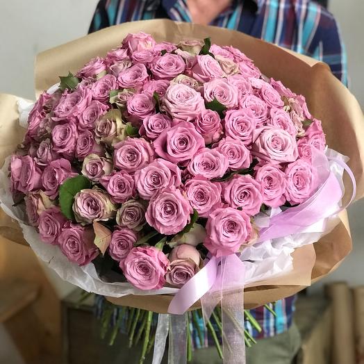 Ramo de flores de rosa lila 101pcs