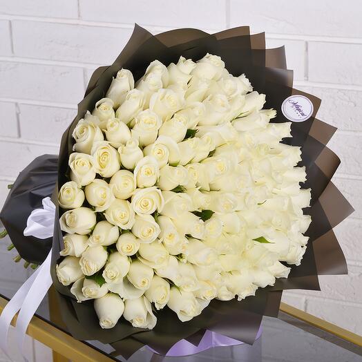 Ramo de 101 rosas blancas