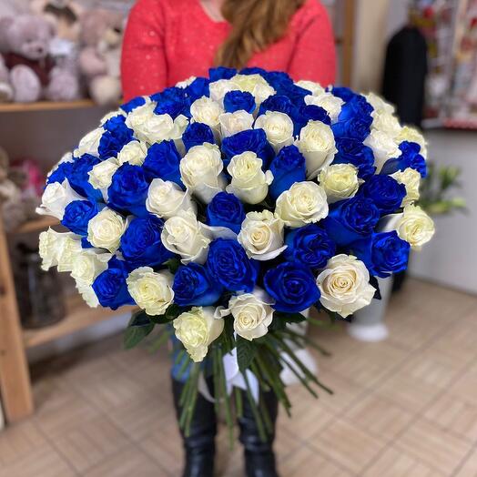 101 Roses Ecuador 60 cm Blue and White