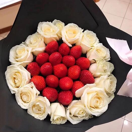 Букет из Клубники Белое кружево