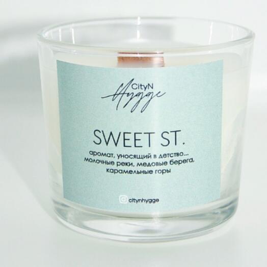 Свеча из кокосового воска с деревянным фитилем Sweet st