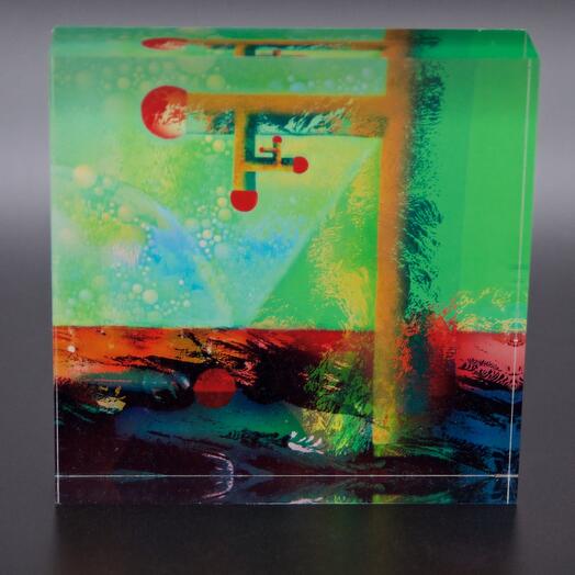 Painting on an acrylic block "Red light"