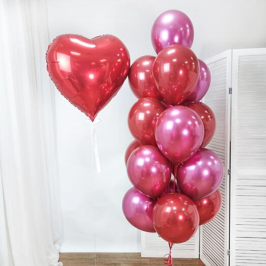 Juego de bolas de corazón Rojo de 17 piezas