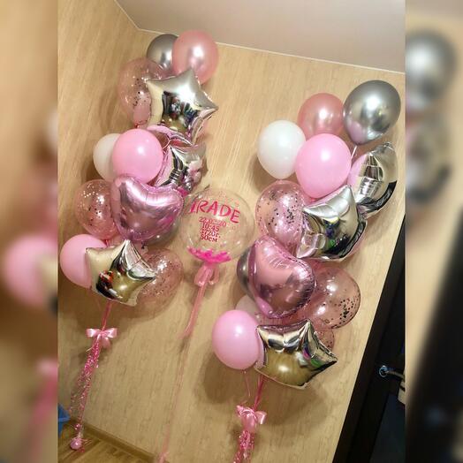 Globos de plata rosa en el extracto de la niña del hospital de maternidad 37 piezas