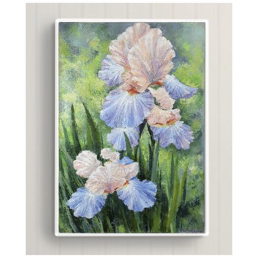 Irises, oil on canvas, 20"×14", palette knife